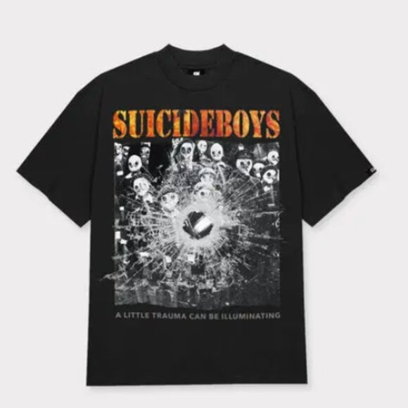 SUICIDEBOYS G59 Records T Shirt Adult Large Black Orange Warning Tour Tee NWT - Picture 1 of 5